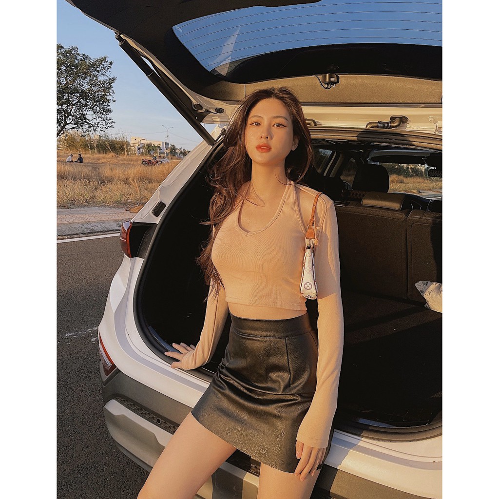 Áo croptop nữ yếm HHVINTAGE kiểu tay rời Top A12