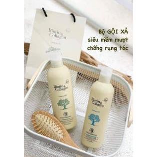 Dầu gội xả Biotin Collagen trắng, Cặp dầu gội đầu ngăn ngừa rụng tóc, giúp mọc tóc nhanh, suôn mượt