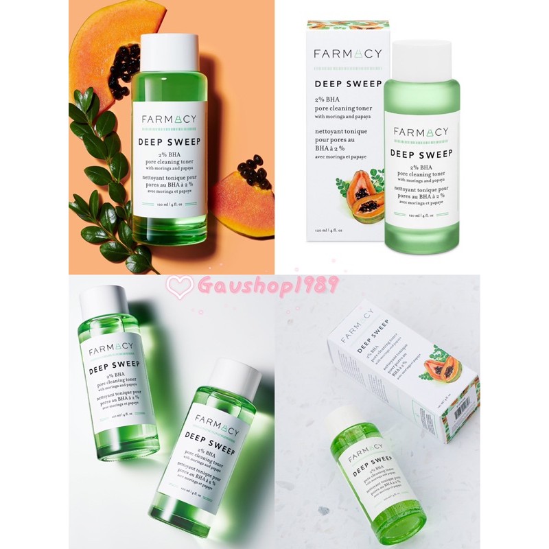 [FARMACY, bill Mỹ] NƯỚC CÂN BẰNG DA TONER FARMACY DEEP SWEEP 2% BHA Pore Cleaning Toner with Moringa &amp; Papaya