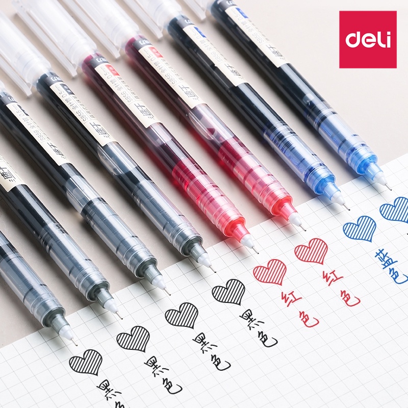 Bút bi nước mực gel nhanh khô ngòi 0.5mm Deli viết thư pháp