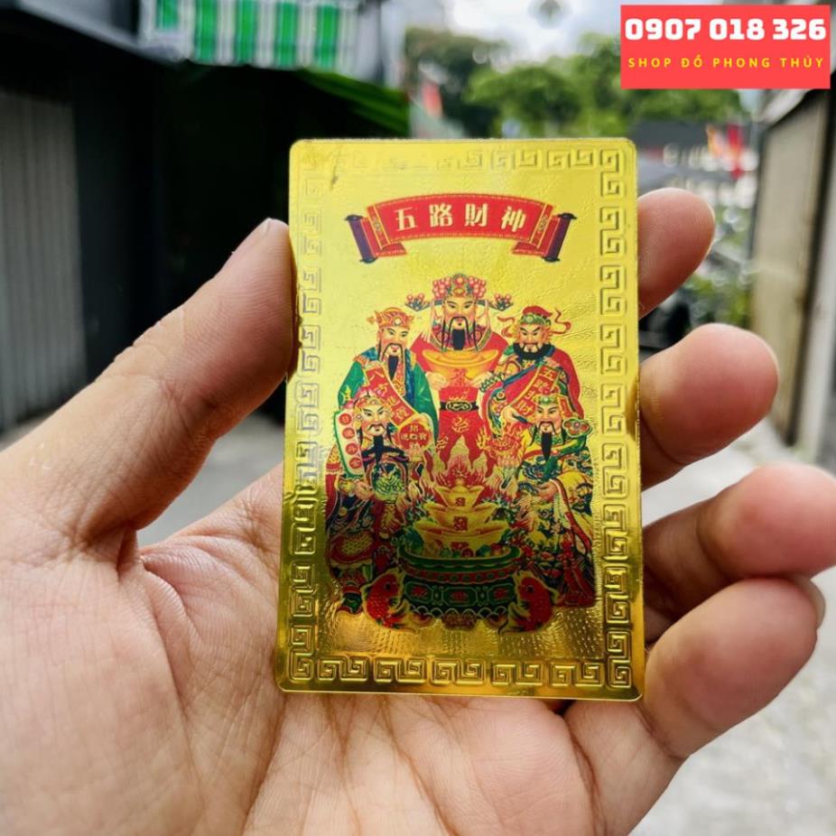 Thẻ Kim Bài Ngũ Lộ Thần Tài , Quan Âm Bồ Tát , Phật Thích Ca , Khai Lộc ... Plastic Mạ Vàng Phong Thủy