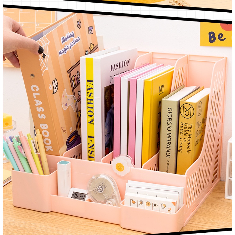 Khay đựng hồ sơ 4 ngăn size 32.5x30.5x26 cm kèm ống cắm bút