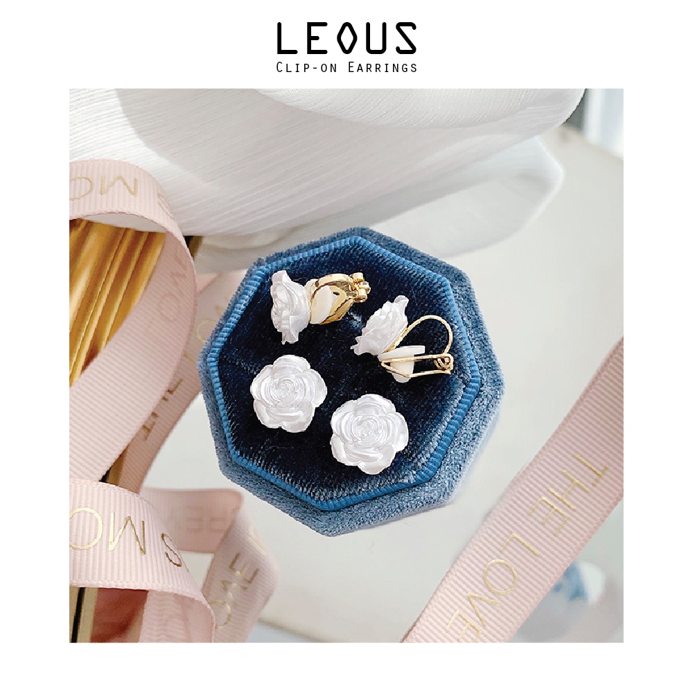 Khuyên tai kẹp không bấm lỗ chốt cố định K022 bằng hợp kim mạ vàng hình bông hoá dáng ngắn Leous Accessories