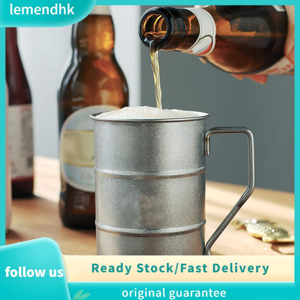 Lemendhk Beer Cup 304 Stainless Steel Retro Style Round Bamboo Shape Camping Mug for Indoor Outdoor