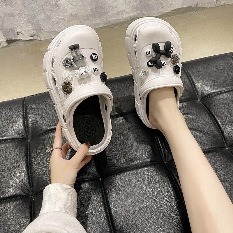 Dép Cross Đế cao cho nam và nữ kèm Sticker hàng đẹp 2 màu trắng đen