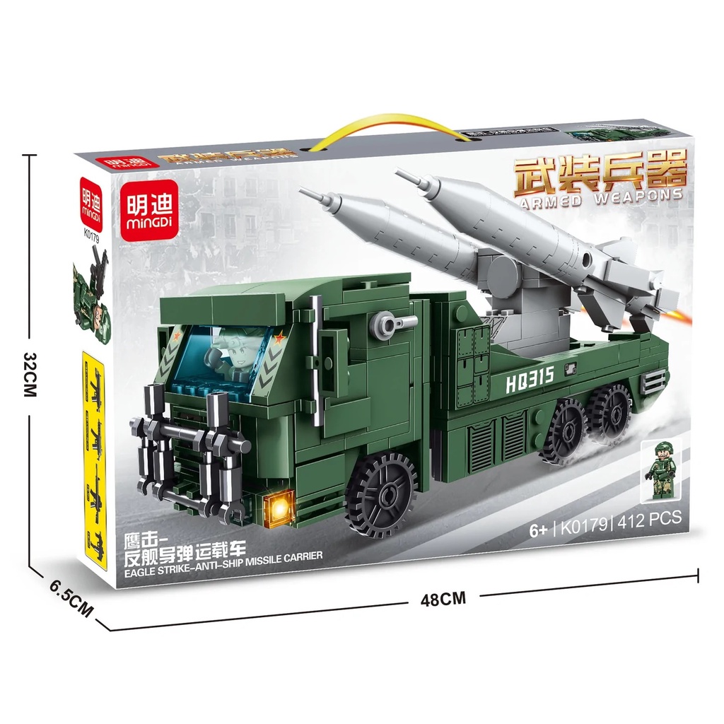Lego lắp ráp mô hình xe quân sự vận chuyển tên lửa K0179 với 412 chi tiết