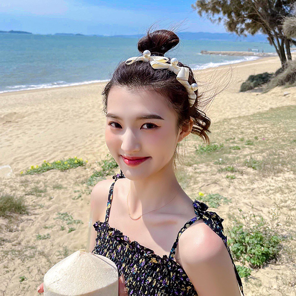 Cài tóc hình nơ nhiều màu tự chọn đính ngọc trai phong cách Hàn Quốc thời trang cho nữ