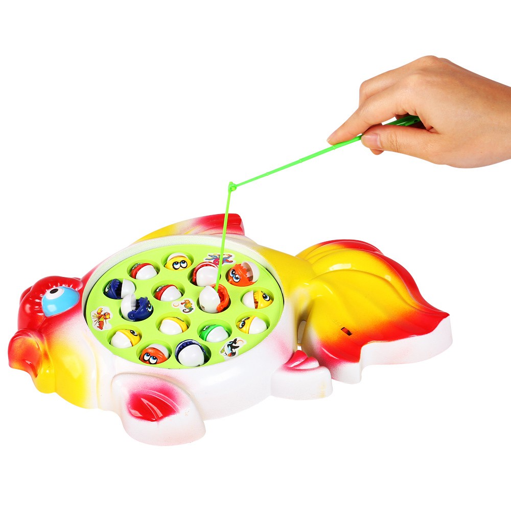Đồ chơi câu cá điện trẻ em 15 con cá, 3 cần câu nam châm, phù hợp cho bé 2 - 6 tuổi, tặng kèm pin AA