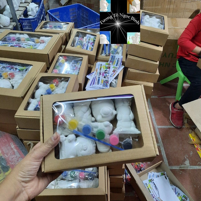 Tô tượng combo 6 tượng, 6 màu, 1 hoặc 2 cọ◘Xưởng sx trực tiếp ◘Giá siêu sỉ◘ Tô tượng nhiều hình các con vật dễ thương