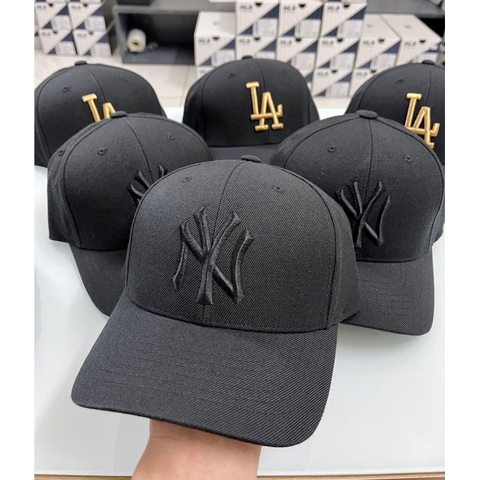 Nón MLB NY full đen basic có khóa chính hãng
