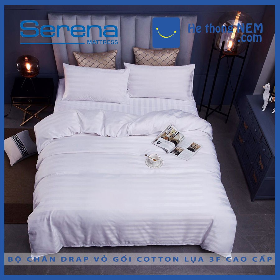 Bộ Chăn Ga Gối Lụa Satin 3F SERENA Set Ga Trải Giường Drap Giường Lụa Cao Cấp - Hệ Thống Nệm