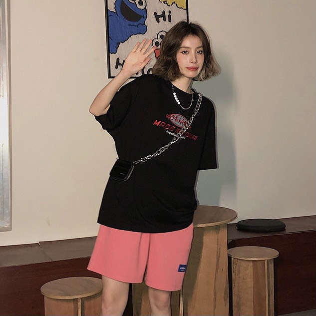 Áo thun đôi chữ đỏ RUBY Chất cotton 4 chiều co dãn tốt nam nữ mặc được, 2 kiểu croptop và from thụng