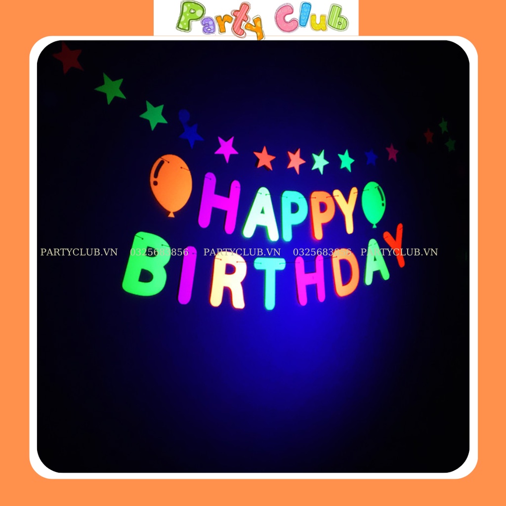 Dây chữ trang trí sinh nhật - dây treo Happy Birth Day màu neon