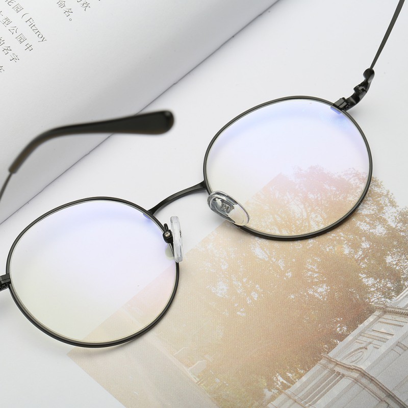Mắt kính gọng tròn tròng trong suốt phong cách vintage Hàn Quốc cho nam nữ