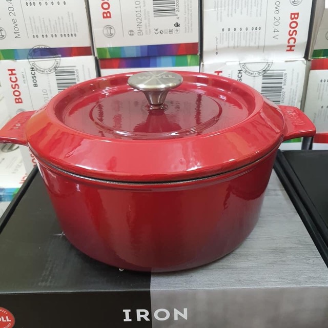 Nồi gang tròn có vung Woll Iron Pots 3 màu size 20-24-28cm