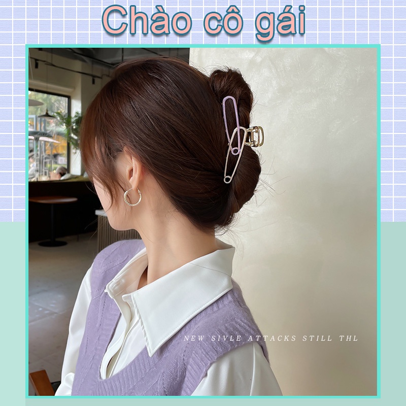Kẹp Tóc Kim Loại Thiết Kế Hai Màu Đơn Giản Thời Trang Phong Cách Hàn Quốc Cho Nữ