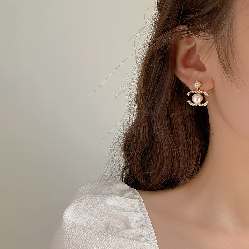 Hot 2021 Bông tai ngọc nhân tạo thời trang phong cách Hàn Quốc