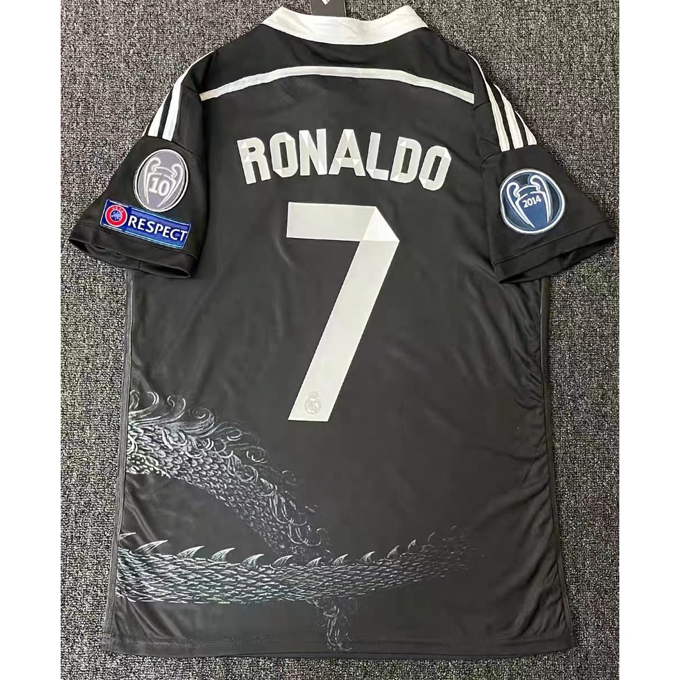 Áo Thun Đá Banh Màu Đen In Logo Real Madrid 14 / 15