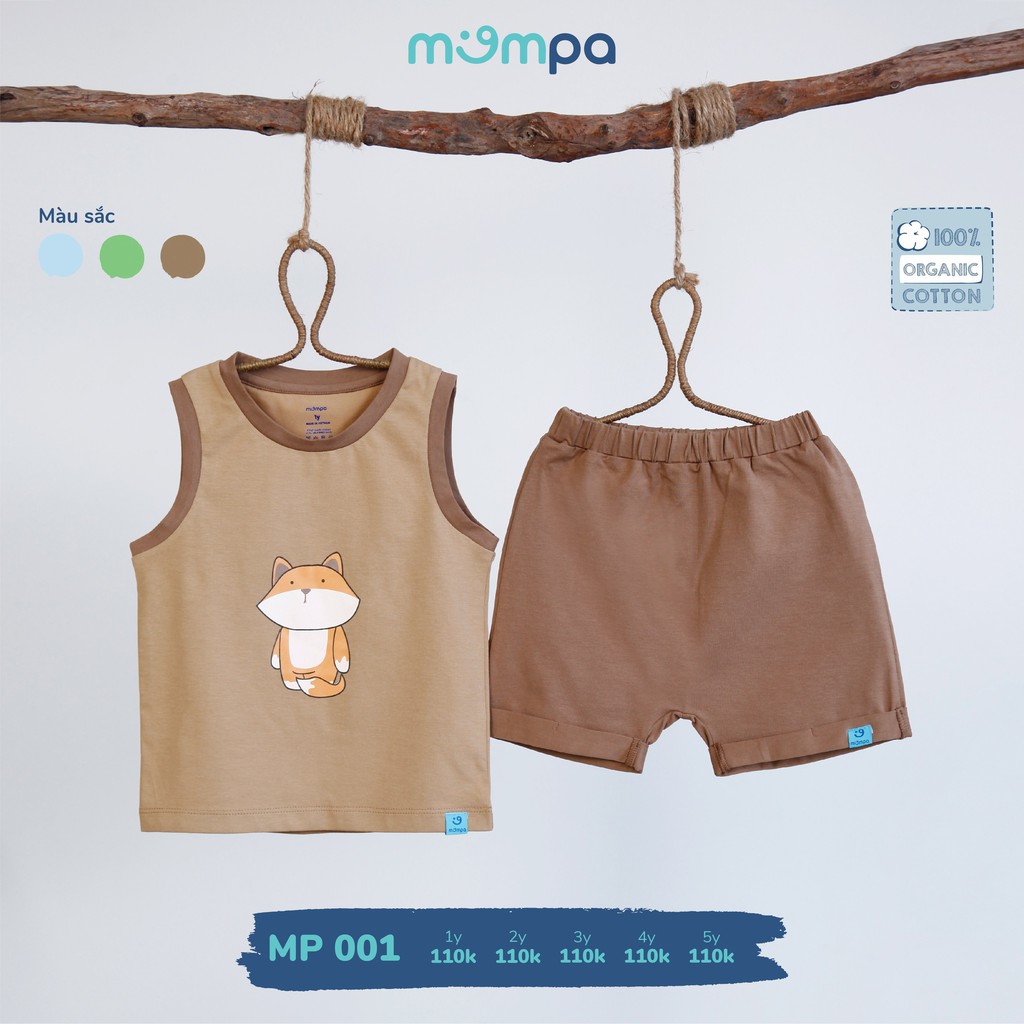 Bộ Mompa 100% cotton cao cấp siêu thoáng mát thấm hút tốt nhẹ da ba lỗ in hình thú cưng MP001