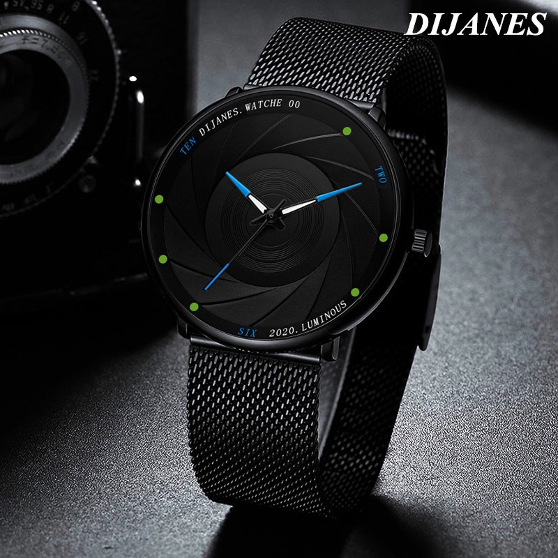 Đồng Hồ Quartz Dạ Quang Với Dây Đeo Dạng Lưới