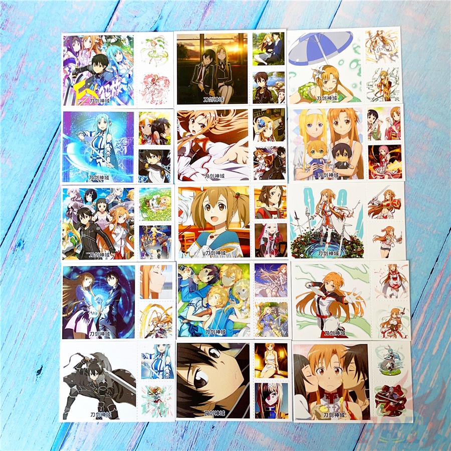 ❤ Bộ 90 Thẻ Hình Nhân Vật Anime Sword Art Online Xinh Xắn ❤ Set 30 Tấm Bưu Thiếp Mini 6.2×6.2cm + 60 Tấm Lomo 3×3.1cm