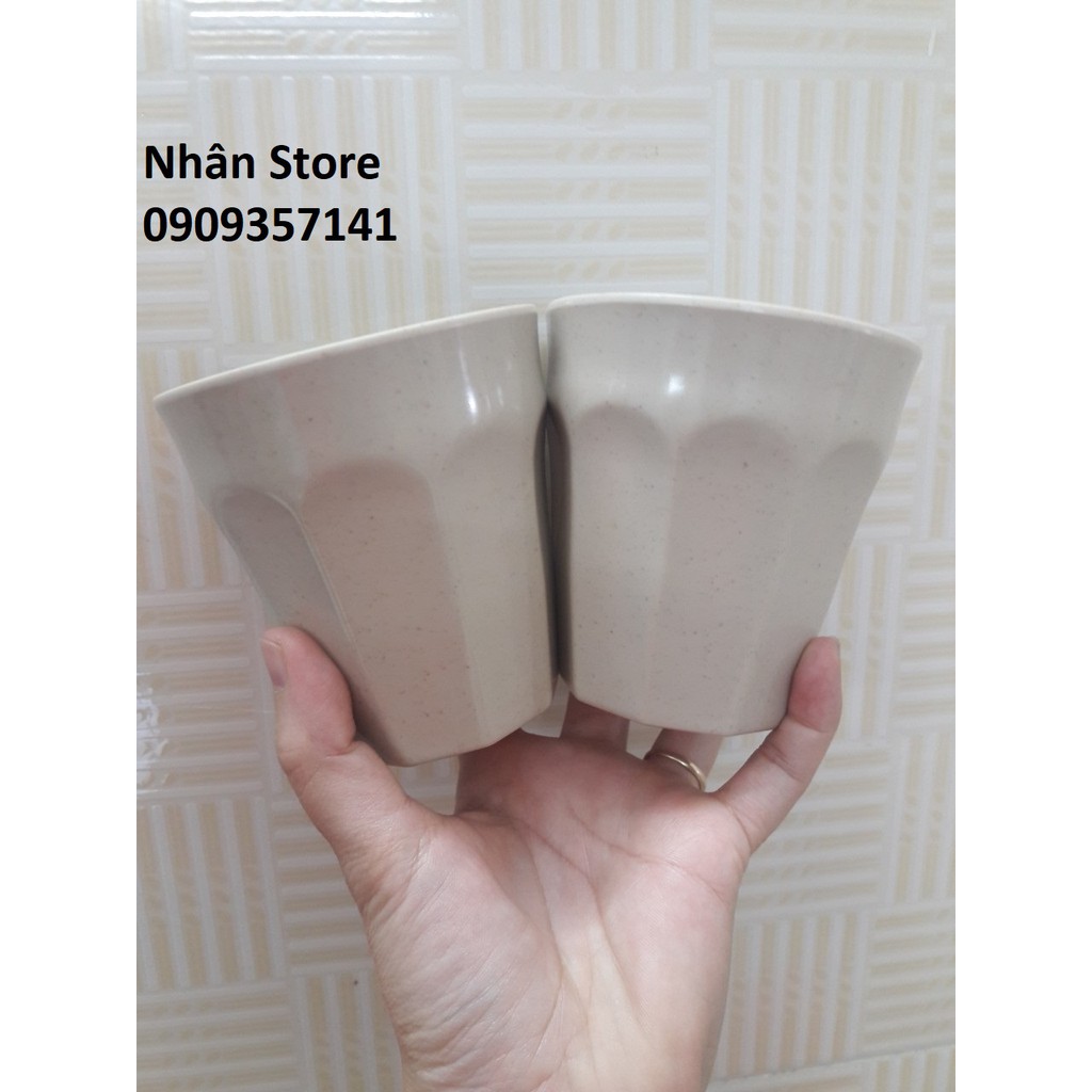 Ly nhựa melamine màu nâu kem dùng để uống trà cao 8.9cm - Ms 26