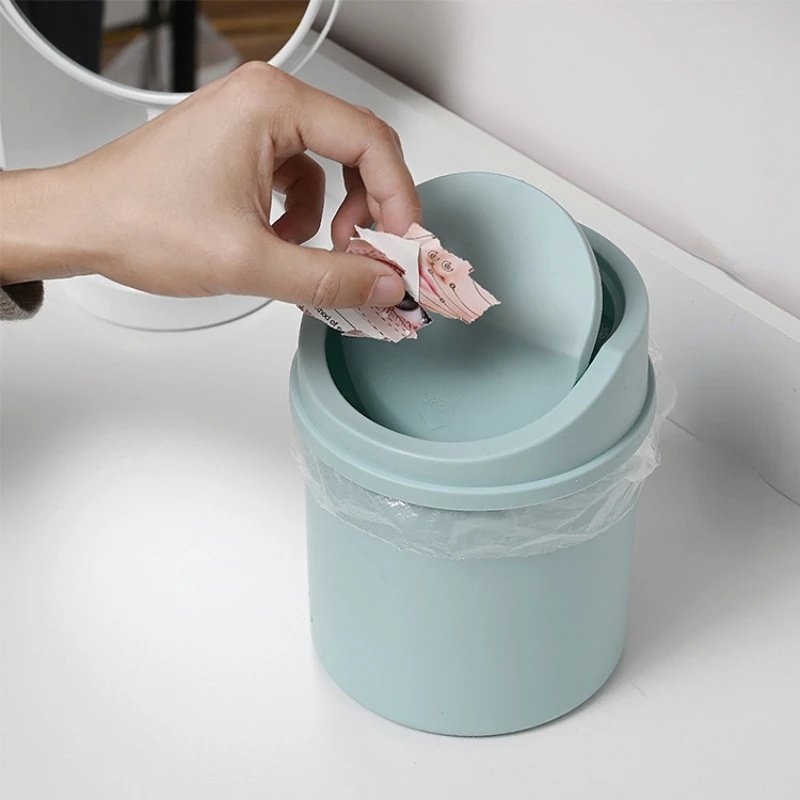 Thùng rác cỡ nhỏ để bàn Có Nắp Và Kéo Tiện Dụng Cho Gia Đình / Văn Phòng