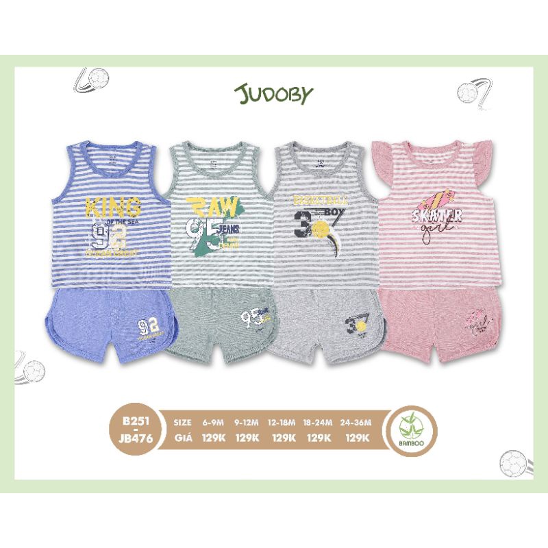 Bộ ba lỗ/ sát nách bé trai, bé gái Judoby  9-36M JB476