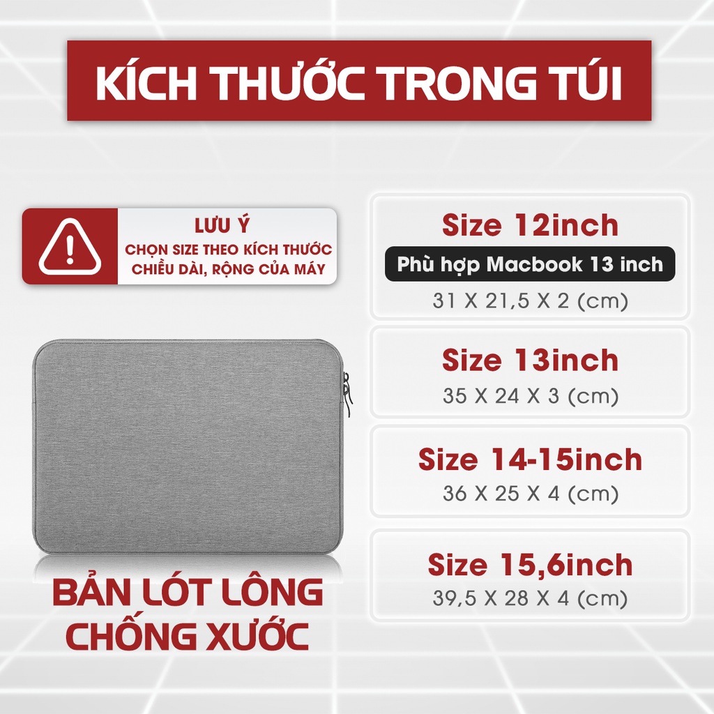 Túi chống sốc laptop lót lông mềm mại GUBAG, chống xước laptop phù hợp size 13 inch, 14 inch, 15,6 inch, vải cao cấp