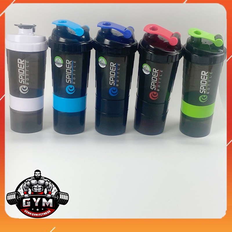 Bình Lắc Whey Bình Nước Thể Thao Tập Gym Shaker Đựng Protein BCAA 3 Ngăn Tiện Dụng 500 ML phụ kiện tập gym-BN-0965