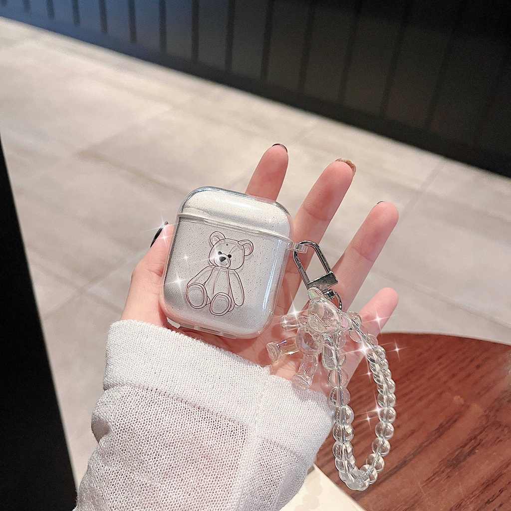 Vỏ Bảo Vệ Hộp Sạc Tai Nghe Airpods 3 Pro AirPods3 Họa Tiết Hoạt Hình Gấu Màu Hồng Dễ Thương Kèm Hộp Đựng AirPods2gen Ốp