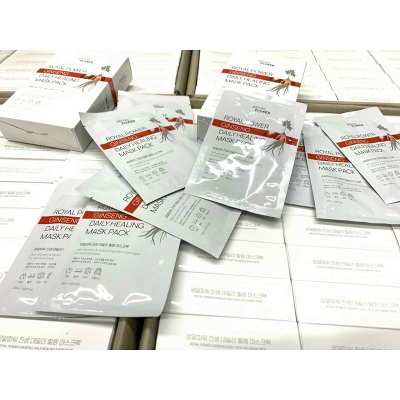 Mặt Nạ Tinh Chất Hồng Sâm Ngừa Lão Hóa Hàn Quốc Royal Power Ginseng Daily Healing Mask Pack 20ml - Hộp 10 Miếng