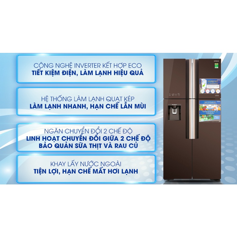Tủ lạnh Hitachi Inverter 540 lít R-FW690PGV7 GBW - Điện máy Kho rẻ