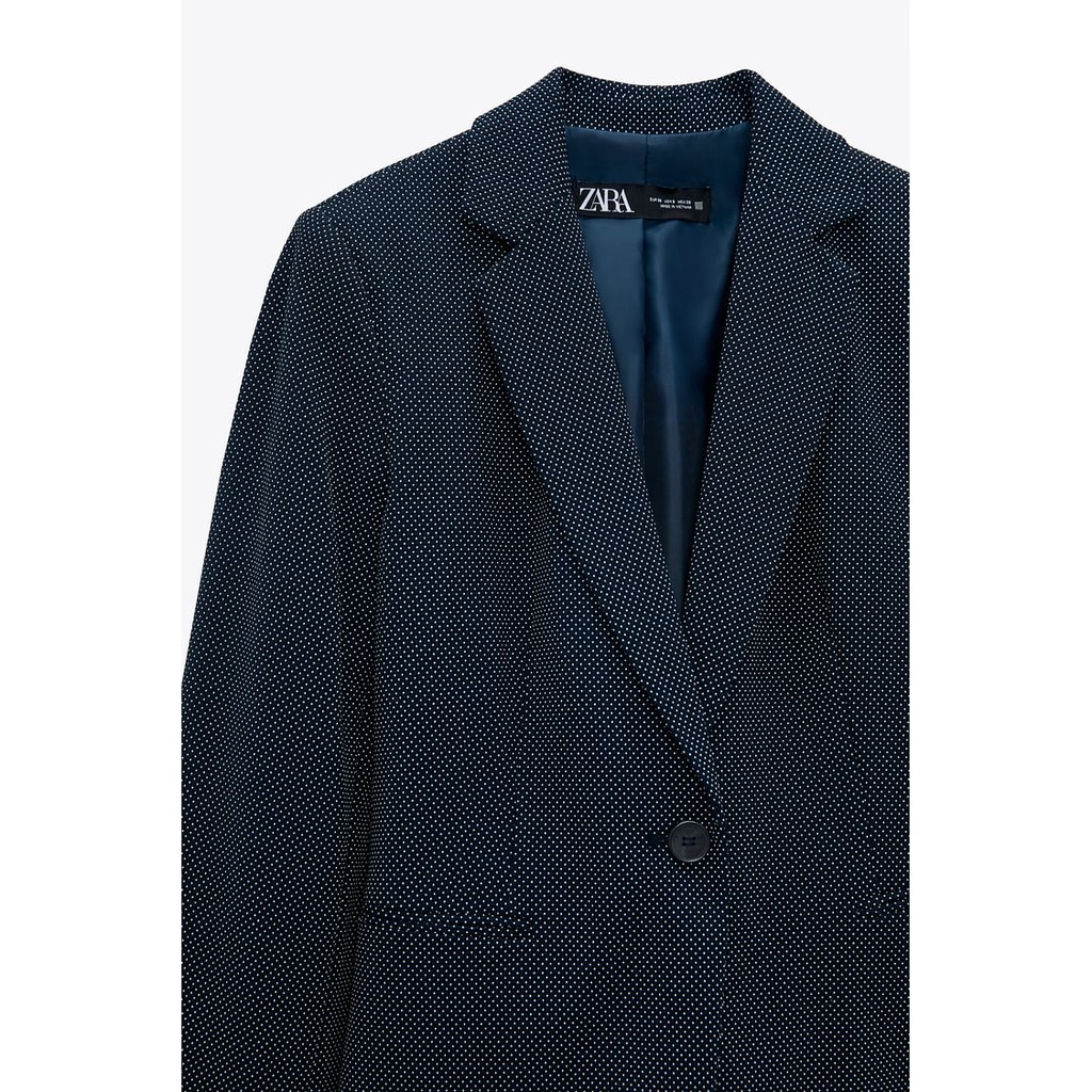 Zara Đức - Áo blazer sale auth new tag cao cấp chính hãng vest khoác hai 2 lớp có lót độn vai suit chấm bi xanh