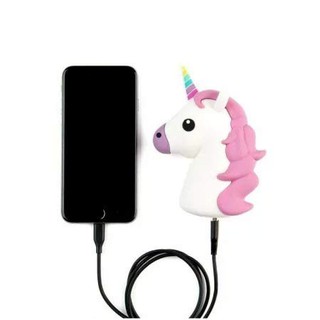 Sạc dự phòng mini hình unicorn trắng bờm hồng