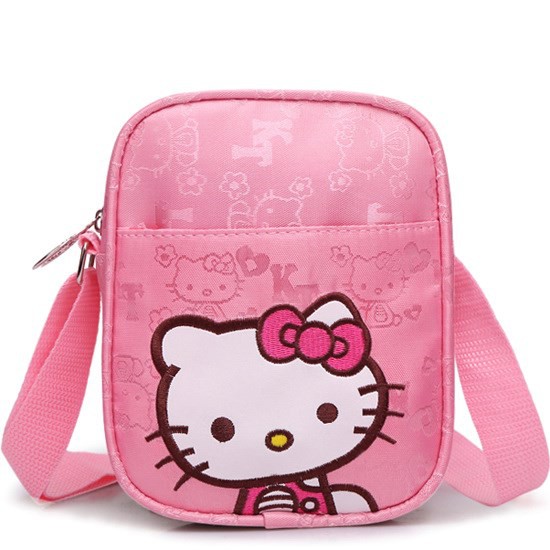 Túi xách đeo vai hình vuông họa tiết hoạt hình Hello Kitty dễ thương dành cho bé gái