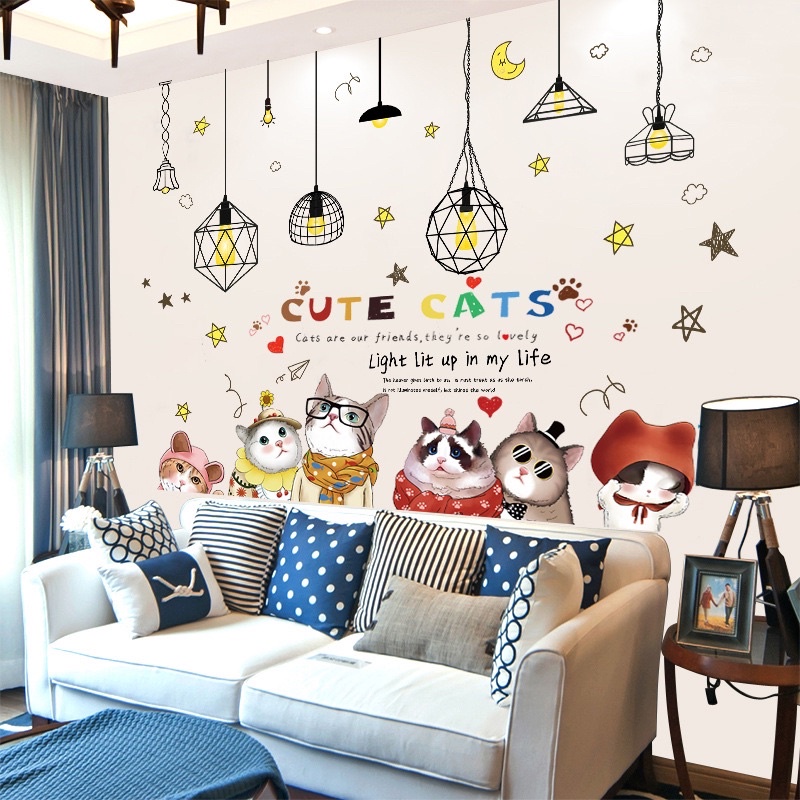 Decal dán tường đèn meo và đèn cây