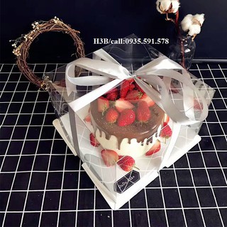Hộp bánh sinh nhật, hoa, quà tặng Trong suốt size 26 cao 18