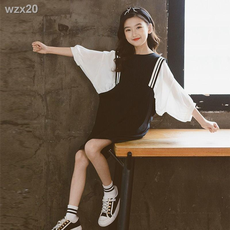 Váy cho bé gái 2021 mẫu mới lớn trẻ em khâu công chúa kiểu phương tây màu đen có tay áo, phiên bản Hàn Quốc củ