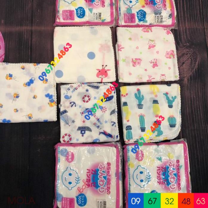 Khăn sữa XUẤT NHẬT IN HÌNH 10 cái dễ thương cho bé yêu