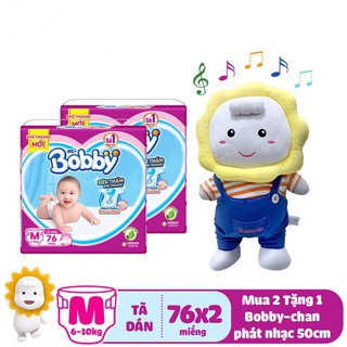 [Tặng bobbychan phát nhạc 50cm]Combo 2 gói tả dán Bobby size M76/L68/XL62/XXL56