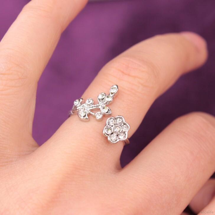 Charms Olive Tree Branch Leaves Open Ring Adjustable Knuckle Finger Jewelry Xmas