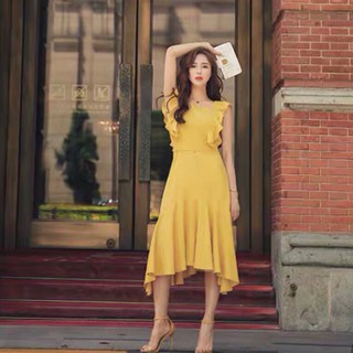 Đầm váy freesize vàng cánh tiên thắt eo