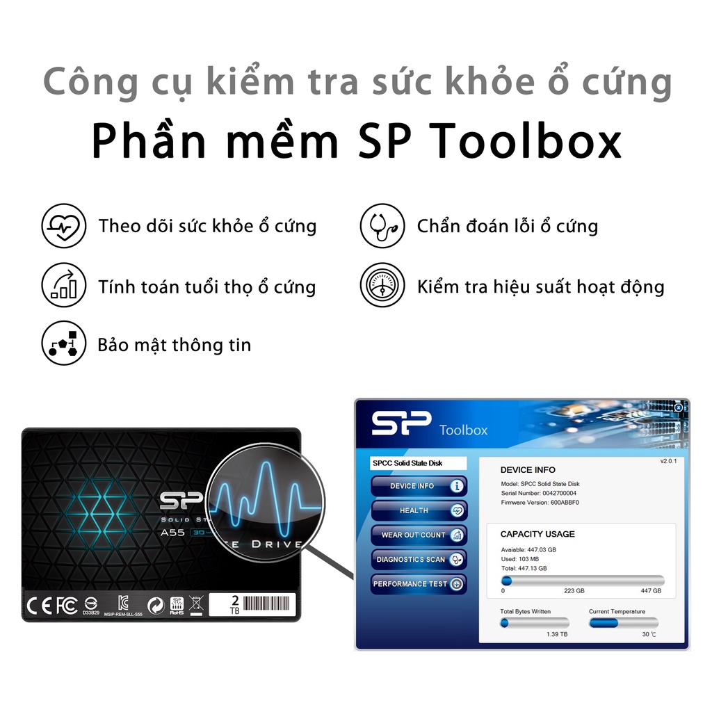 Ổ cứng SSD Silicon Power 1TB 2TB SATA 3 2.5" A55 | Bảo hành 36 Tháng | BigBuy360 - bigbuy360.vn