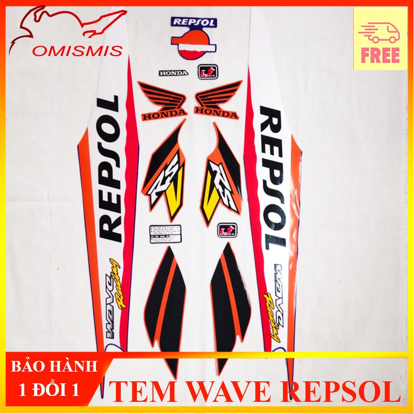 [WAVE REPSOL] BỘ TEM RỜI, TEM MẪU ZIN FULL 3 LỚP CHO WAVE REPSOL