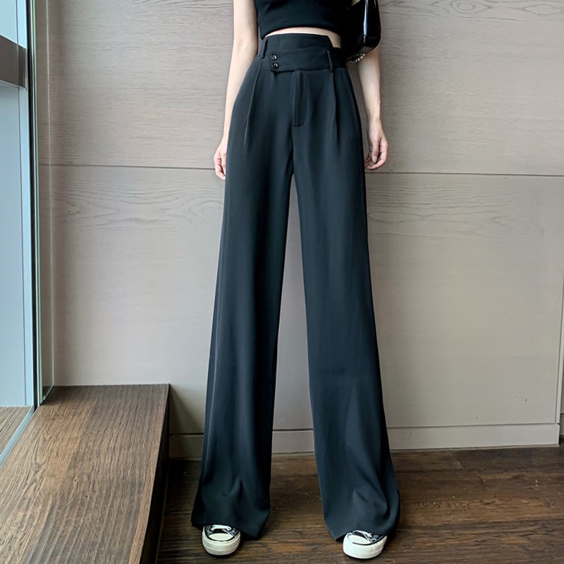 Suit pants spring and summer 2021 new style Korean version of high waist wide leg pants loose casual pants women s thin all-match trousers