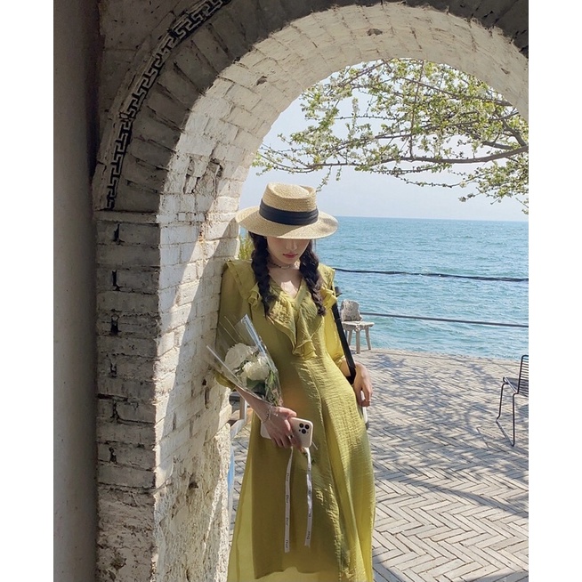 (Có BigSize) Đầm Váy Maxi Bèo Cổ Tay Dài