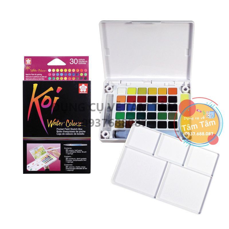 [ TÂM TÂM ]-[CHÍNH HÃNG] Màu Nước SAKURA KOI Dạng Nén 30 màu (Sakura-Nhật)-