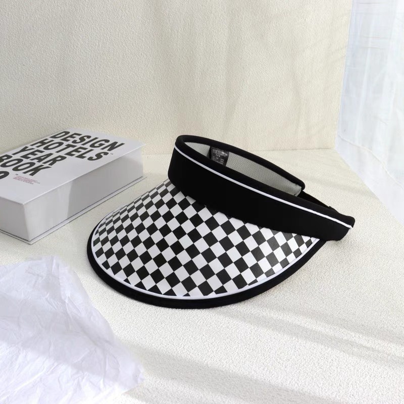 Mũ Cói Nữa Đầu Sọc Caro Thời Trang Cho Nữ