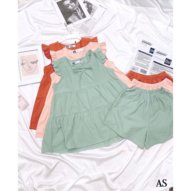 BÁN SỈ BỘ ĐŨI BÈO VAI 3 TẦNG BA MÀU HỒNG XANH CAM CHO NỮ | BigBuy360 - bigbuy360.vn